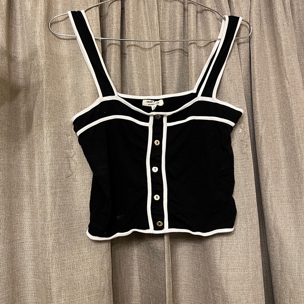 White Trim Button-Up Tank Top